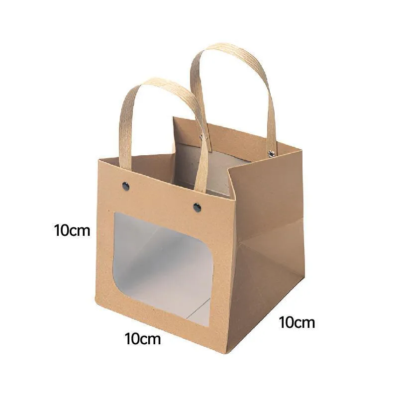 Square Paper Bags Natural Kraft Pack 25PCS