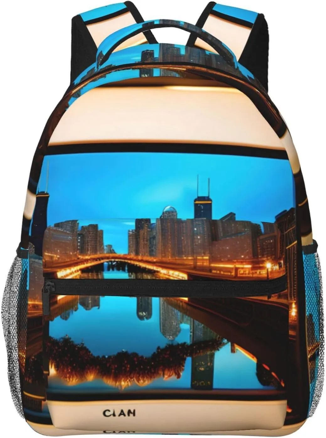 SSIMOO Chicago Reflected Leisure Lightweight Double-Shoulder Backpack,Simple Canvas, And Spacious Design