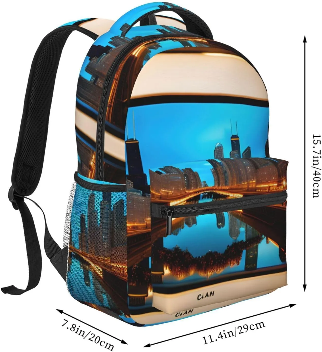 SSIMOO Chicago Reflected Leisure Lightweight Double-Shoulder Backpack,Simple Canvas, And Spacious Design