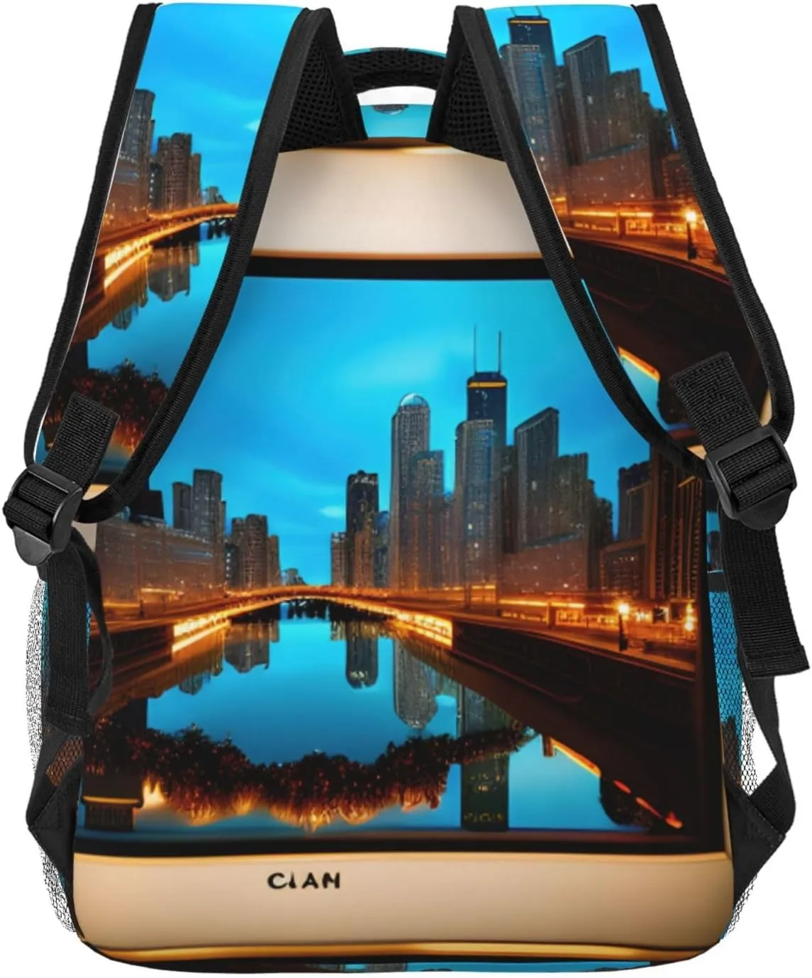 SSIMOO Chicago Reflected Leisure Lightweight Double-Shoulder Backpack,Simple Canvas, And Spacious Design