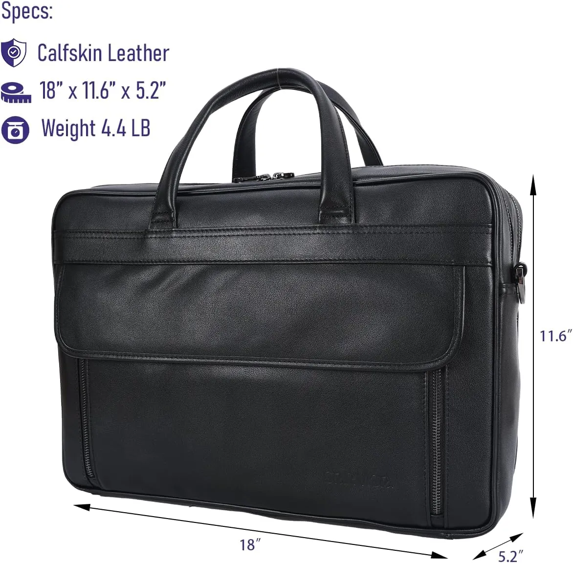 STAR VISTA Sforza Large 18" Laptop Messenger Bag, Leather Briefcase for Men, Business Travel, YKK Zippers and Brass Hardware