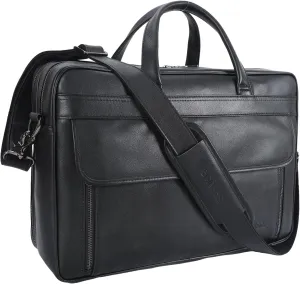 STAR VISTA Sforza Large 18" Laptop Messenger Bag, Leather Briefcase for Men, Business Travel, YKK Zippers and Brass Hardware