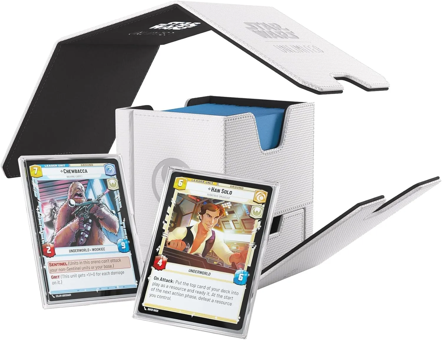 Star Wars Unlimited Twin Suns Deck POD - Premium Deck Box with UV-Protected Card Cases, Holds 100 Double-Sleeved Cards, Designed for The Star Wars Unlimited TCG, White/Black Color, Made by Gamegenic