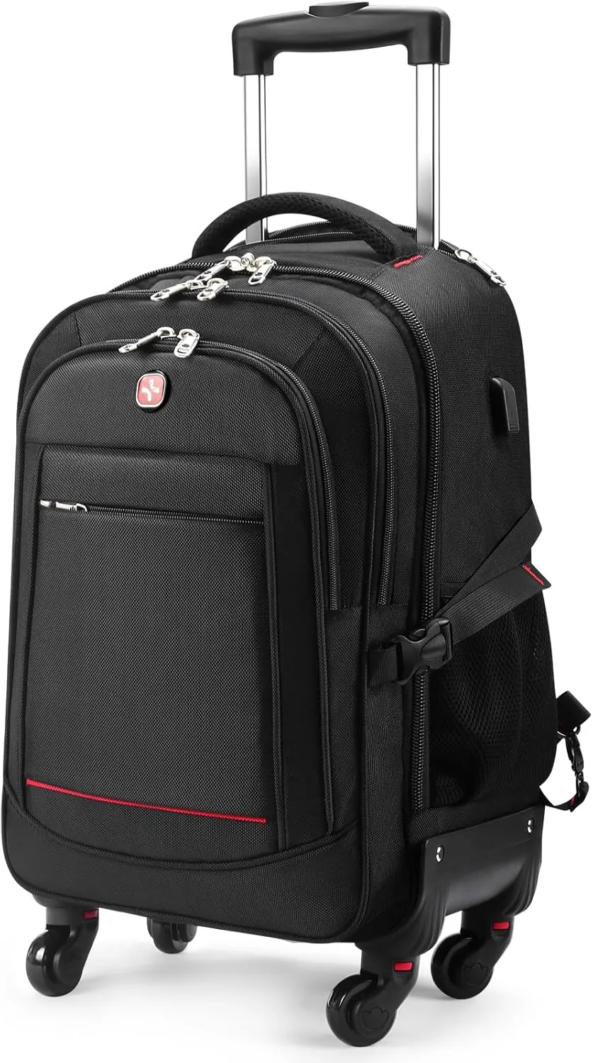StarCloud 4-Wheel Rolling Backpack 45L (22x14x9 in): 17.3-Inch Roller Travel Laptop Backpack for Business, Water-Resistant Carry-On Luggage, Airline Approved Suitcase for Travel and Commuting