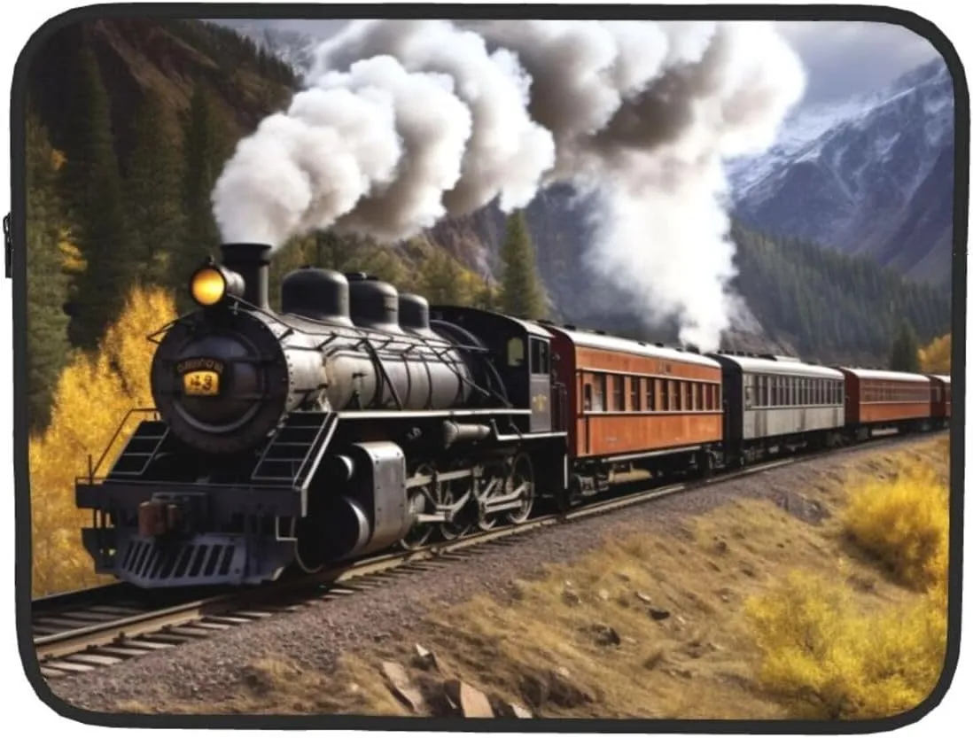 Steam Locomotive Train Laptop Sleeve 12 inch Shockproof Protective Computer Carrying Cover Water Resistant Computer Bag Laptop Case Briefcase Handbags Portable Laptop Bag Gifts for Men Women