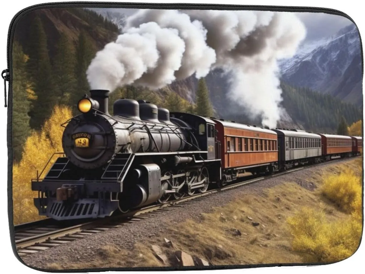 Steam Locomotive Train Laptop Sleeve 12 inch Shockproof Protective Computer Carrying Cover Water Resistant Computer Bag Laptop Case Briefcase Handbags Portable Laptop Bag Gifts for Men Women