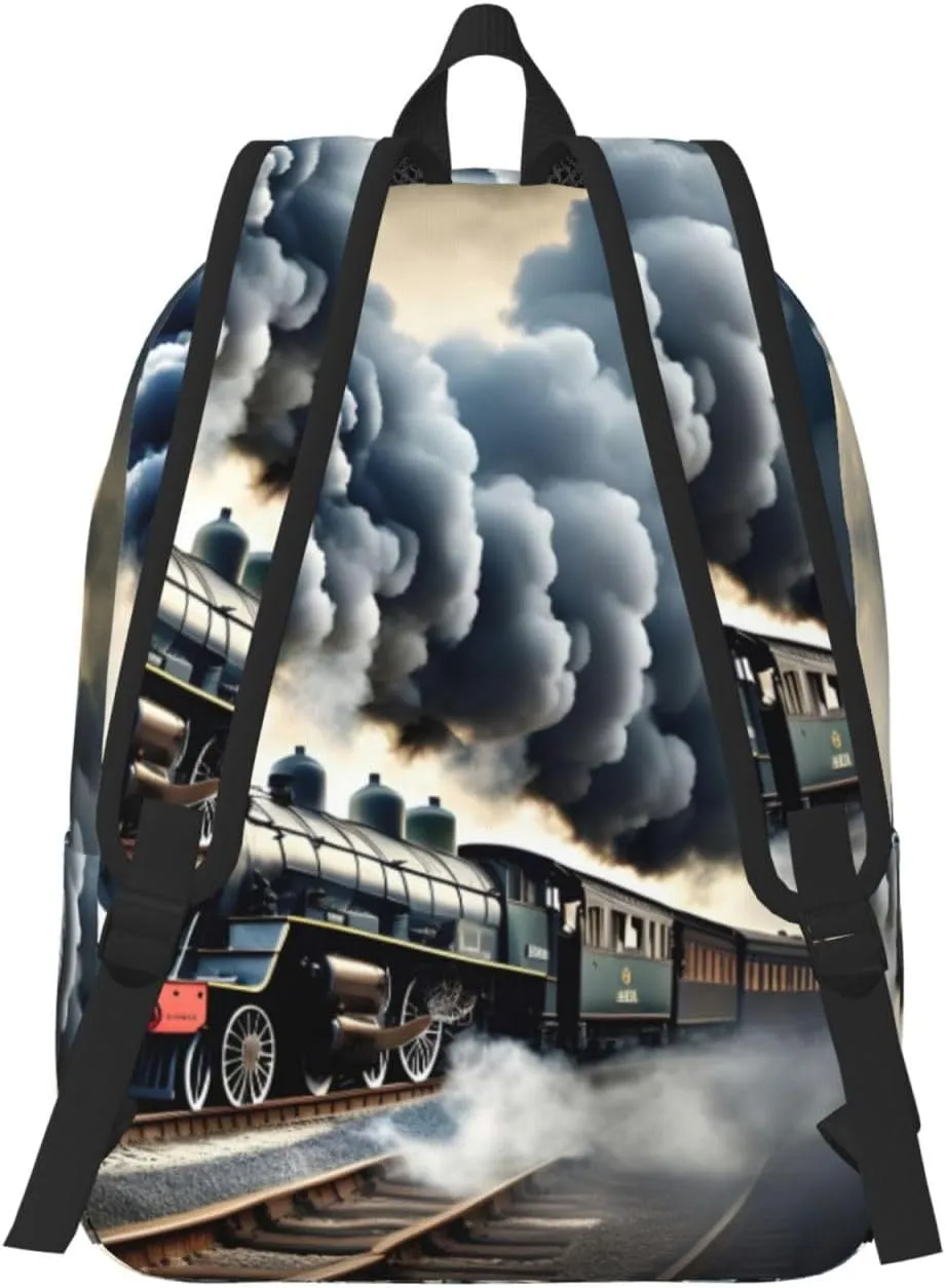 Steam Train Clouds print Duffel Bag, Lightweight Duffel Bag, Casual Backpack, 17.7 x 6.3 x 12.2 inches