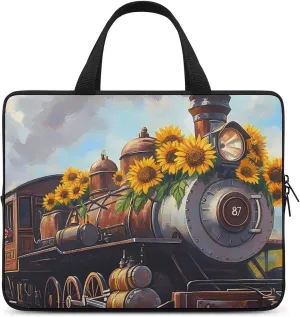 Steam Train with Sunflowers Laptop Sleeve Bag Computer Carrying Case Laptops Protective Cover for Travel Business