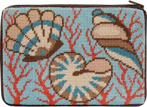 Stitch & Zip Needlepoint Purse Kit- Shells & Coral