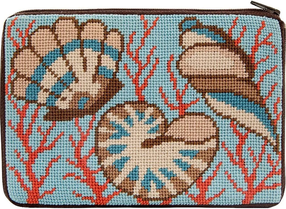 Stitch & Zip Needlepoint Purse Kit- Shells & Coral