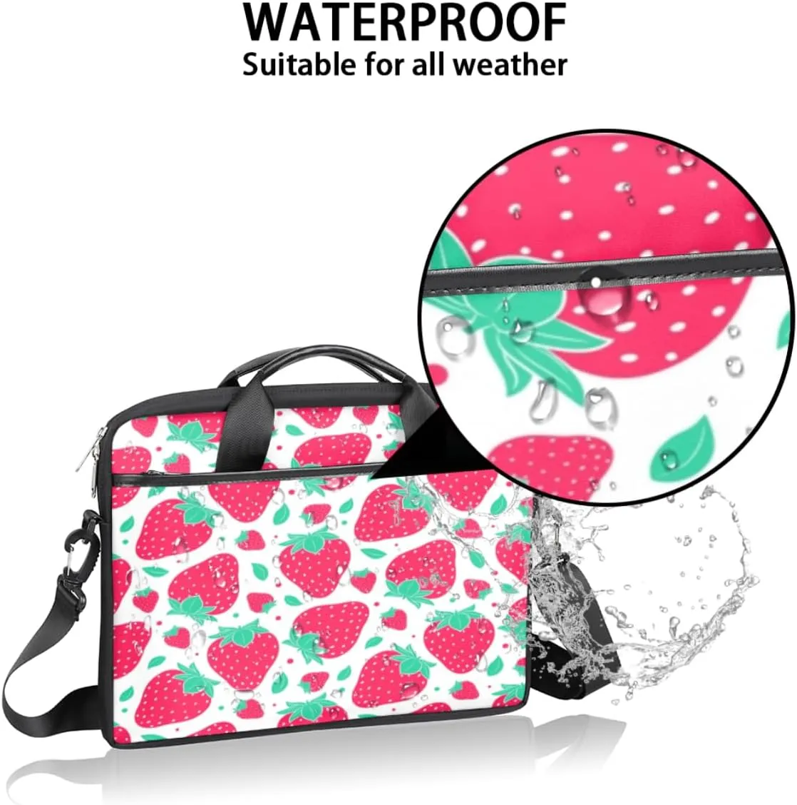 Strawberry Laptop Bag for Women Men 13-15 Inch Computer Briefcase Bag Lightweight Notebook Shoulder Messenger Bag