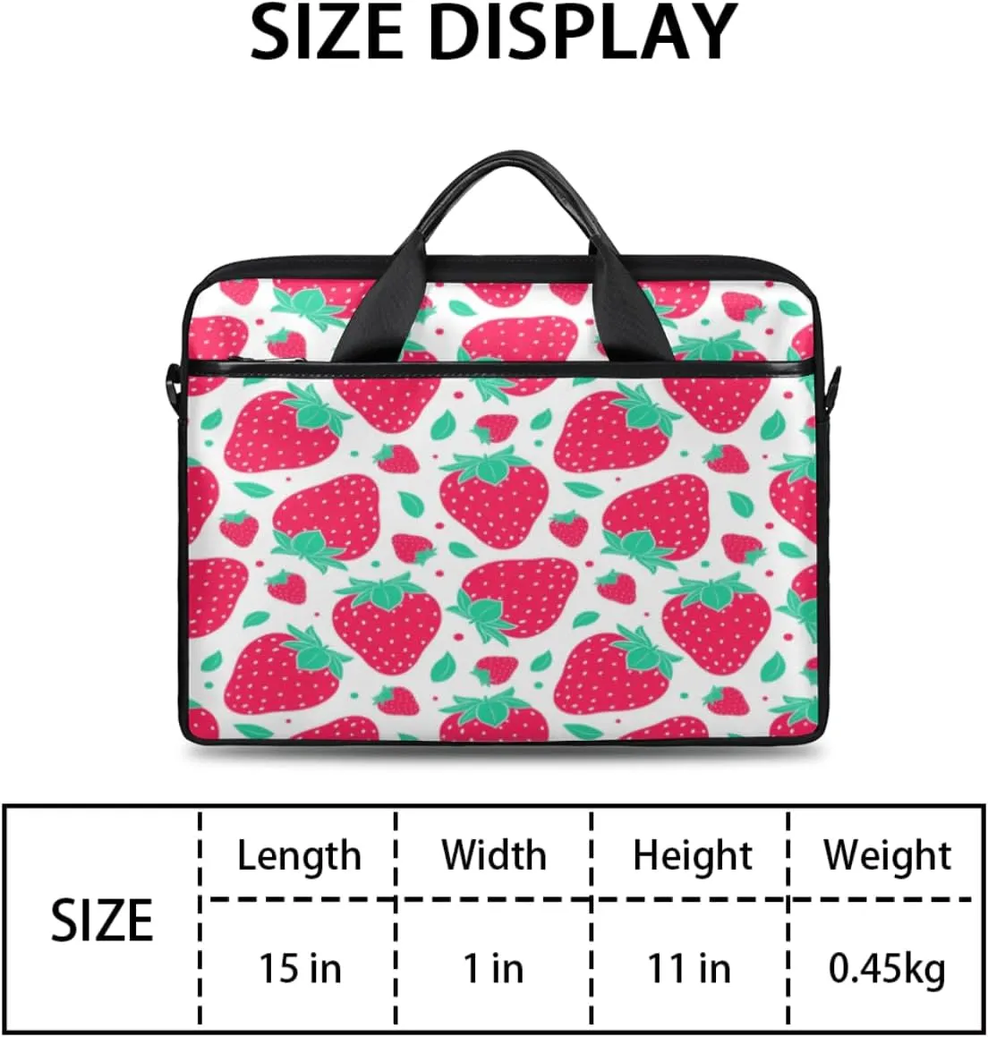 Strawberry Laptop Bag for Women Men 13-15 Inch Computer Briefcase Bag Lightweight Notebook Shoulder Messenger Bag