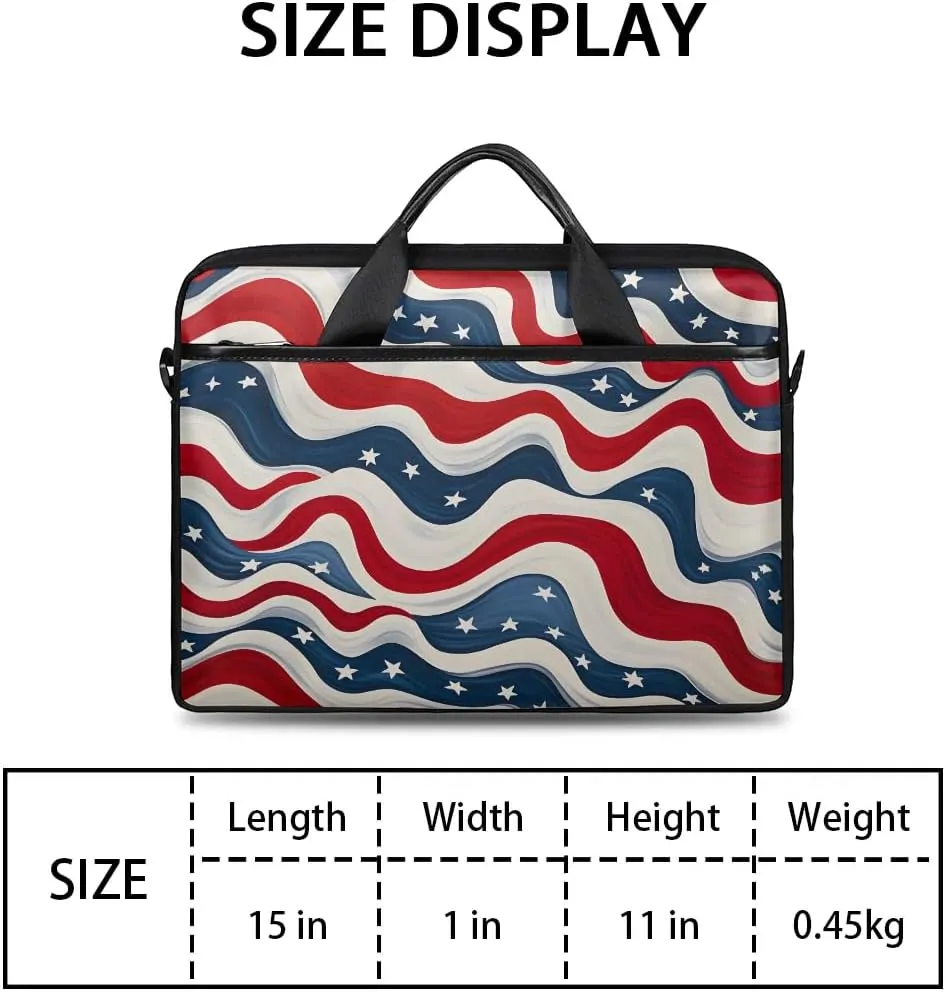 Stripes Flag Stars 15 Inch Laptop Bag Laptop Shoulder Bag Computer Cases for Laptops or Tablets