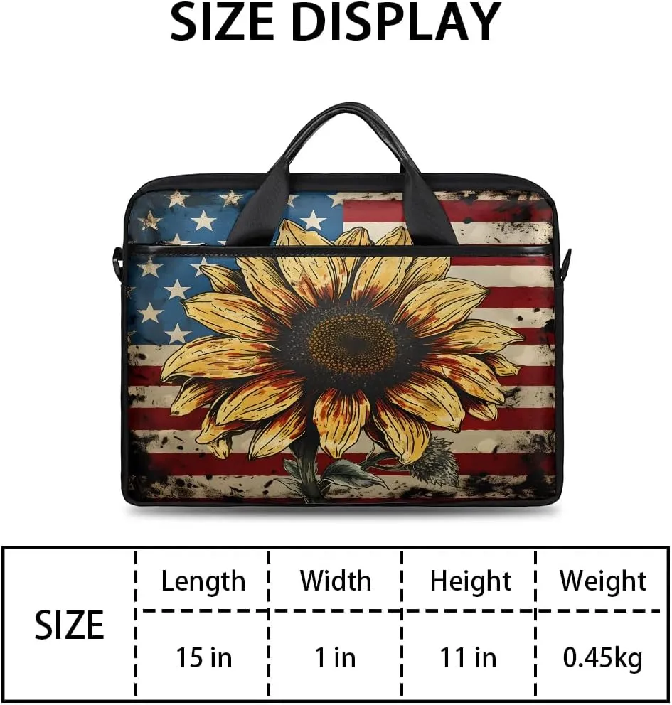 Stripes Flag Stars 15 Inch Laptop Bag Laptop Shoulder Bag Computer Cases for Laptops or Tablets