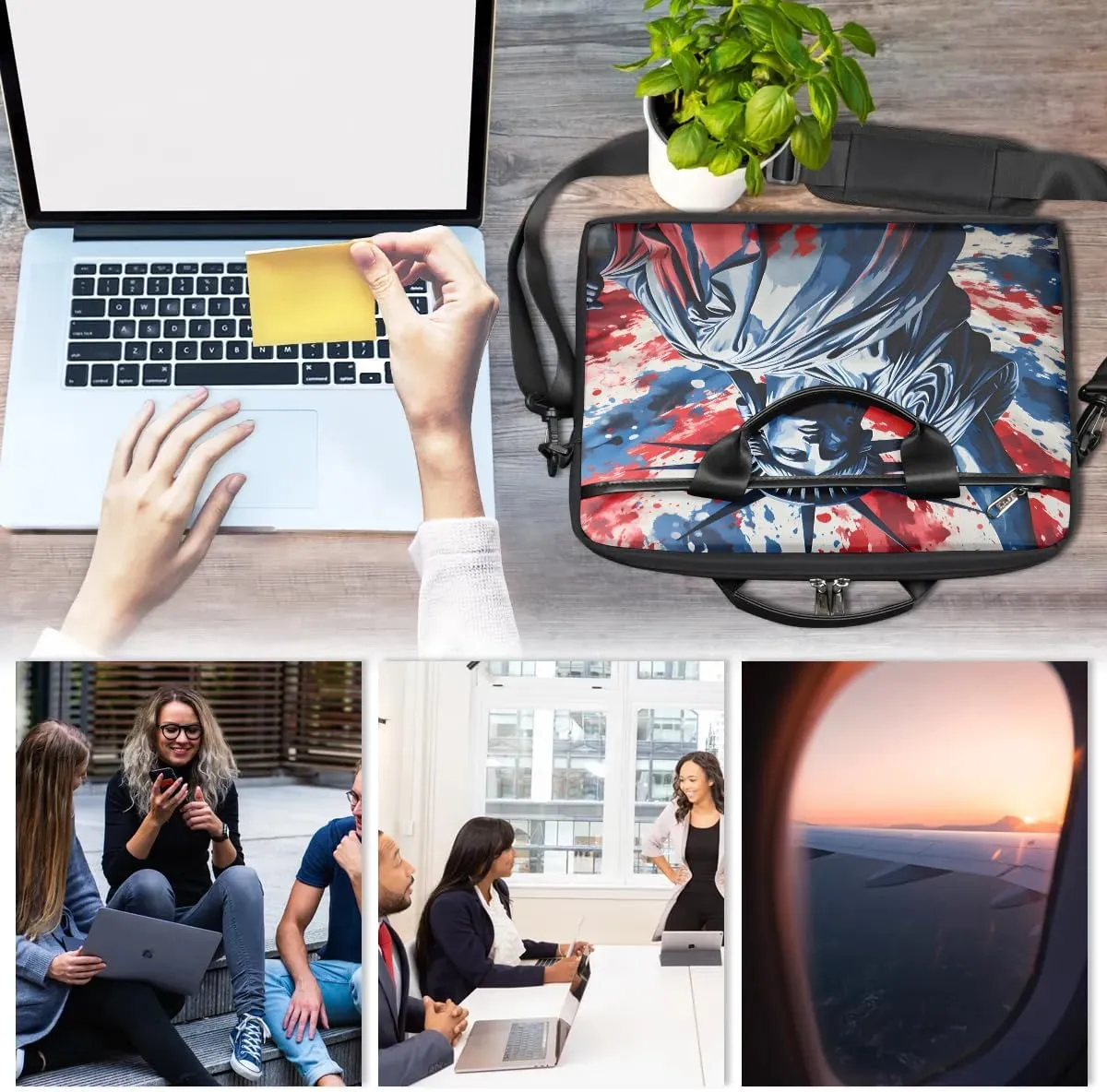 Stripes Flag Stars 15 Inch Laptop Bag Laptop Shoulder Bag Computer Cases for Laptops or Tablets
