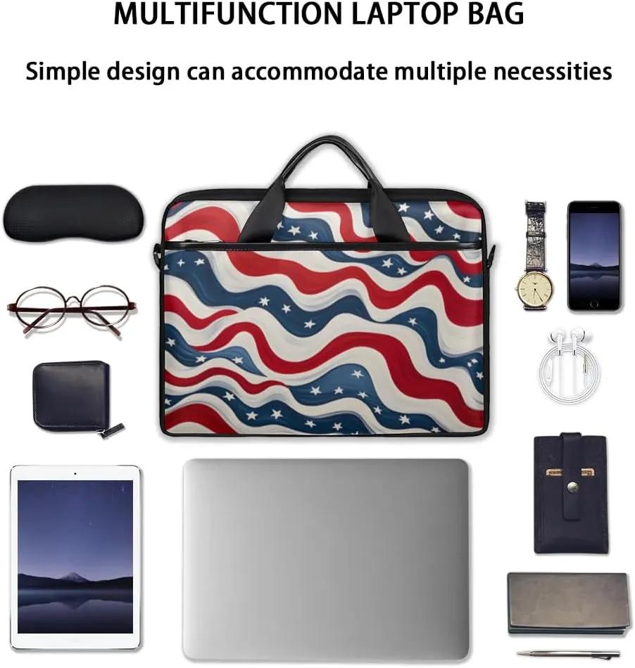 Stripes Flag Stars 15 Inch Laptop Bag Laptop Shoulder Bag Computer Cases for Laptops or Tablets