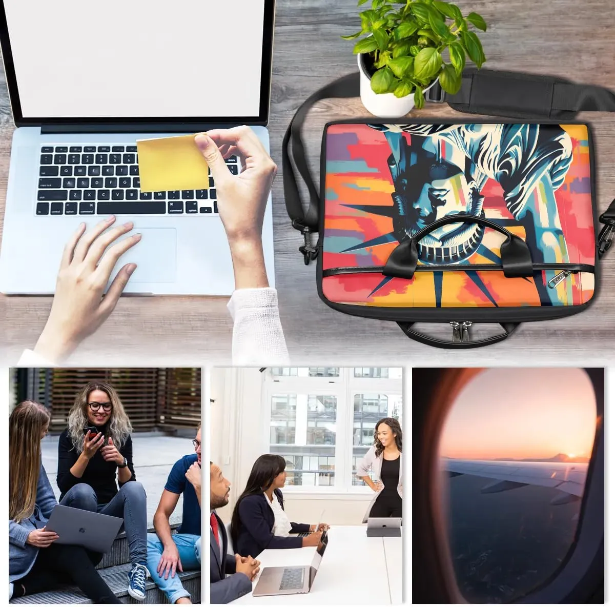 Stripes Flag Stars 15 Inch Laptop Bag Laptop Shoulder Bag Computer Cases for Laptops or Tablets