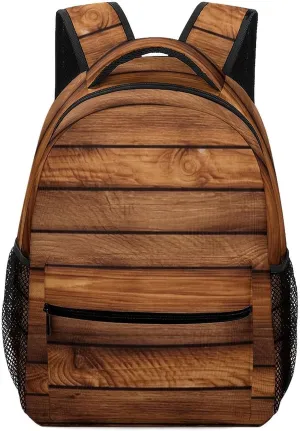Stylish Backpack, Brown Wooden Print Durable Backpack Travel Backpack Hiking Backpack Ergonomic Backpack Comfortable Backpack, Style