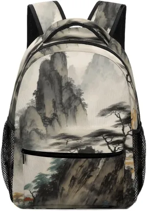 Stylish Backpack, Chinese Landscape Painting Print Durable Backpack Travel Backpack Hiking Backpack Ergonomic Backpack Comfortable Backpack