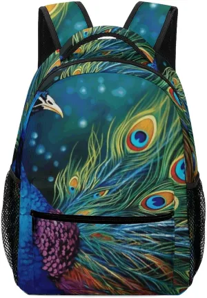 Stylish Backpack, Colored Peacock Print Durable Backpack Travel Backpack Hiking Backpack Ergonomic Backpack Comfortable Backpack