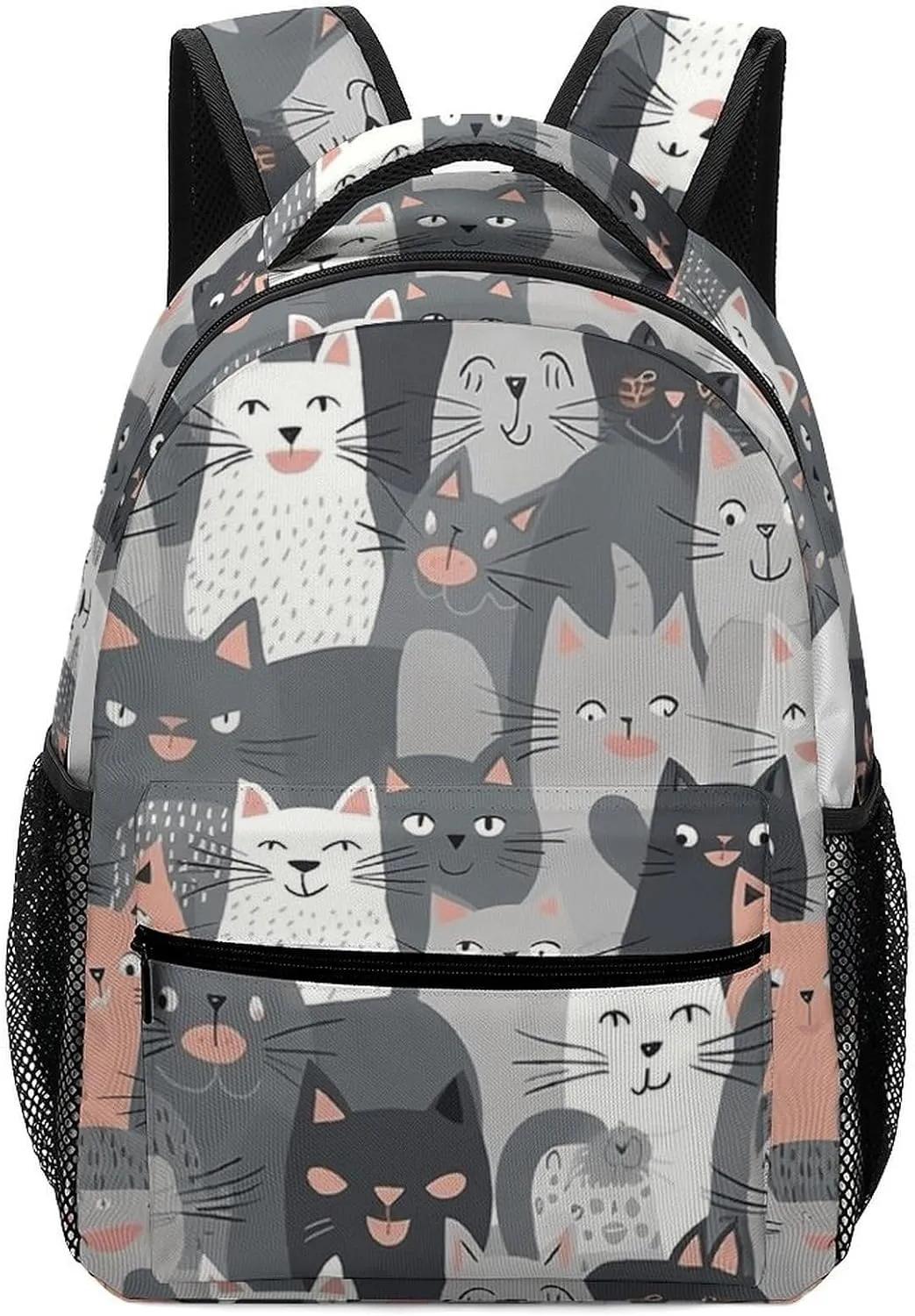 Stylish Backpack, Cute Funny Grey Cats Pattern Print Durable Backpack Travel Backpack Hiking Backpack Ergonomic Backpack Comfortable Backpack, Style