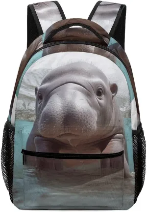 Stylish Backpack, Cute Hippo Print Durable Backpack Travel Backpack Hiking Backpack Ergonomic Backpack Comfortable Backpack