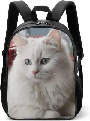 Stylish Backpack, Cute White Cat Print Durable Backpack Travel Backpack Hiking Backpack Ergonomic Backpack Comfortable Backpack