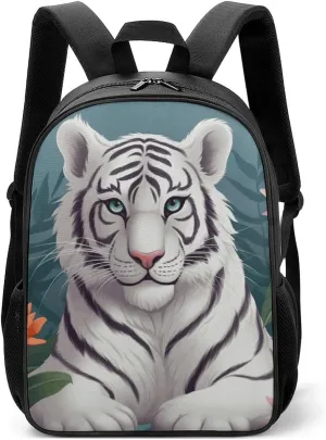 Stylish Backpack, Cute White Tige Print Durable Backpack Travel Backpack Hiking Backpack Ergonomic Backpack Comfortable Backpack