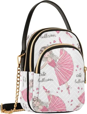 SUABO Crossbody Bag for Women, Little Ballerina Girl in Glass Bowl Phone Purse Detachable Chain Bag Shoulder Handbag Wallet