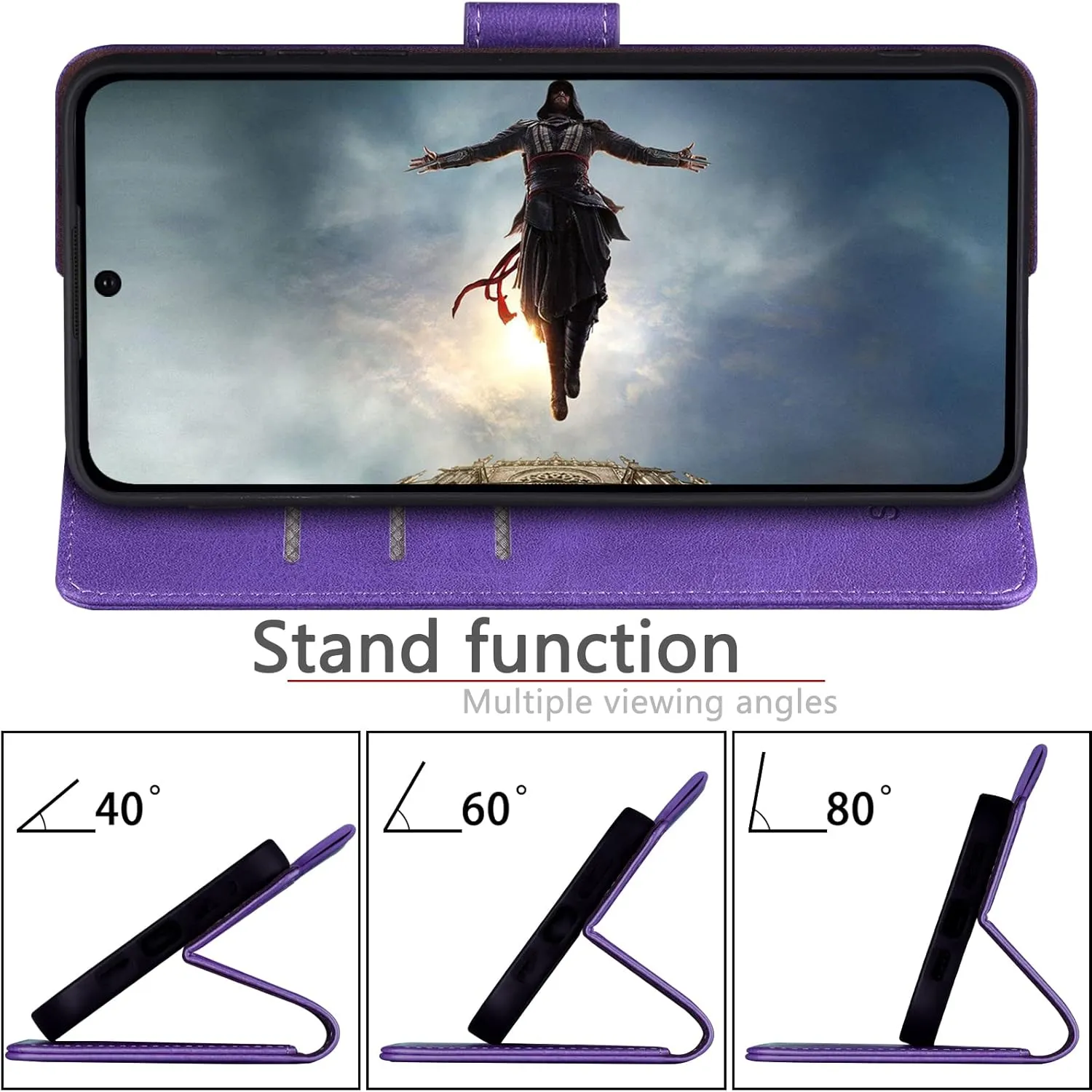 SUANPOT for Samsung Galaxy S24 Ultra Wallet case with RFID Blocking Credit Card Holder,Flip Book PU Leather Protective Cover Women Men for Samsung S24Ultra Phone case Purple