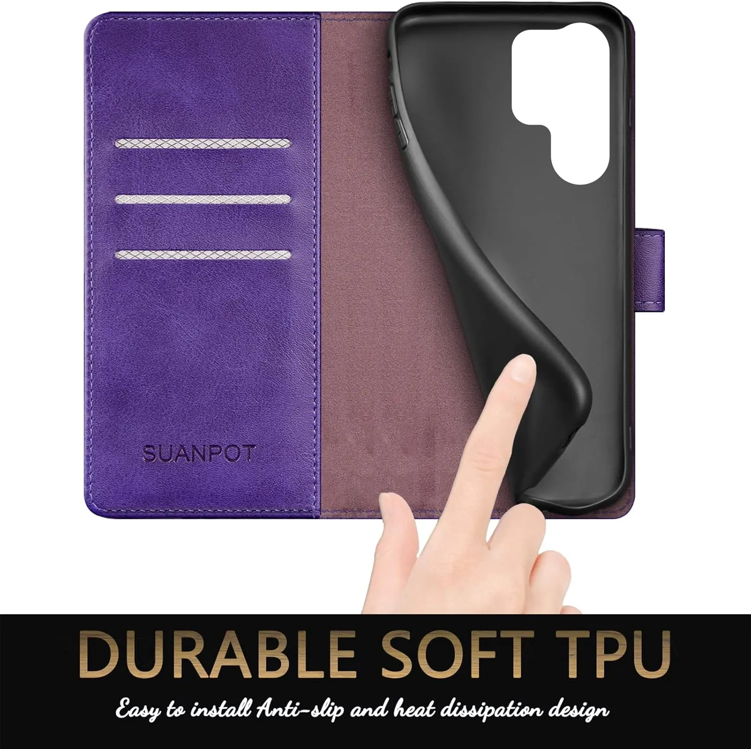 SUANPOT for Samsung Galaxy S24 Ultra Wallet case with RFID Blocking Credit Card Holder,Flip Book PU Leather Protective Cover Women Men for Samsung S24Ultra Phone case Purple
