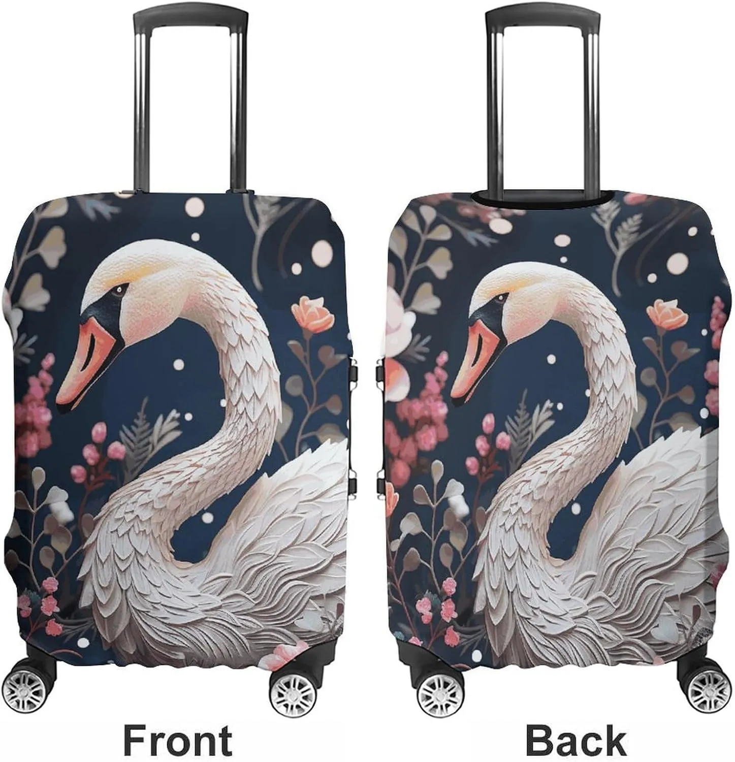 Suitcase Covers for Luggage Floral Swan Fashion Luggage Cover Washable Protector Waterproof Suitcase Cover Anti-scratch Travel Suitcases Covers Case for 19-32 Inch Luggages L