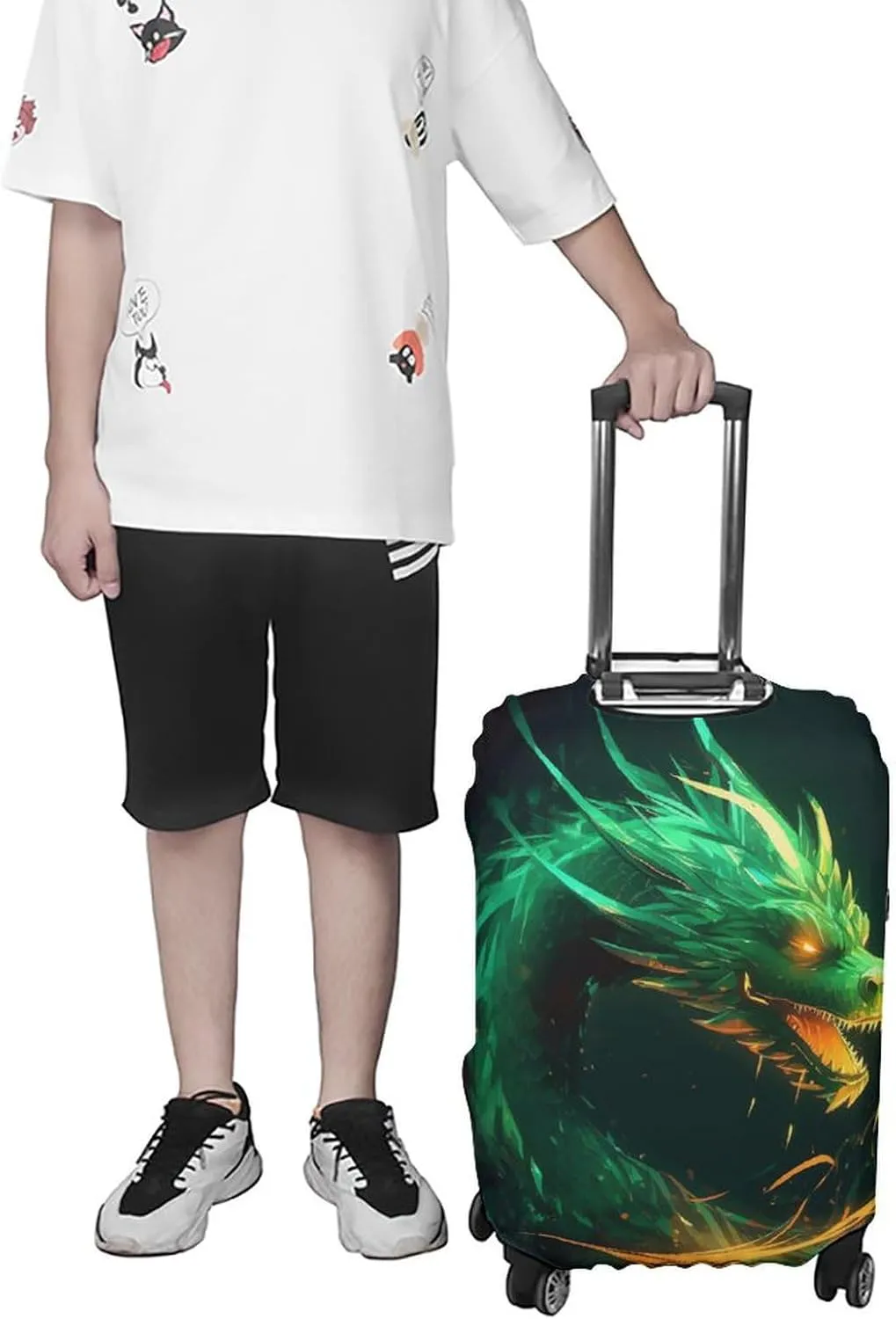 Suitcase Covers for Luggage Green Dragon Fashion Luggage Cover Washable Protector Waterproof Suitcase Cover Anti-scratch Travel Suitcases Covers Case for 19-32 Inch Luggages M