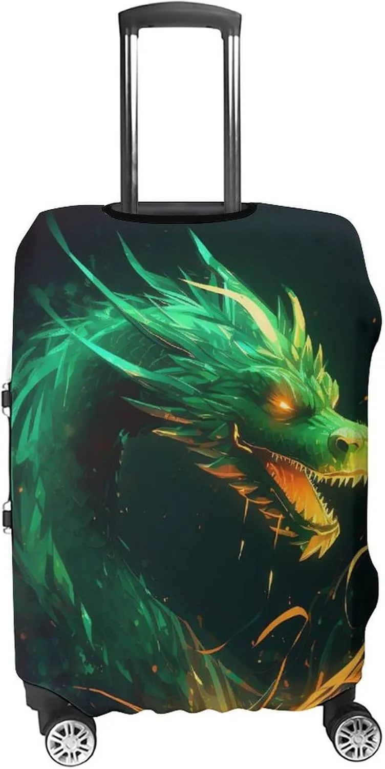 Suitcase Covers for Luggage Green Dragon Fashion Luggage Cover Washable Protector Waterproof Suitcase Cover Anti-scratch Travel Suitcases Covers Case for 19-32 Inch Luggages M