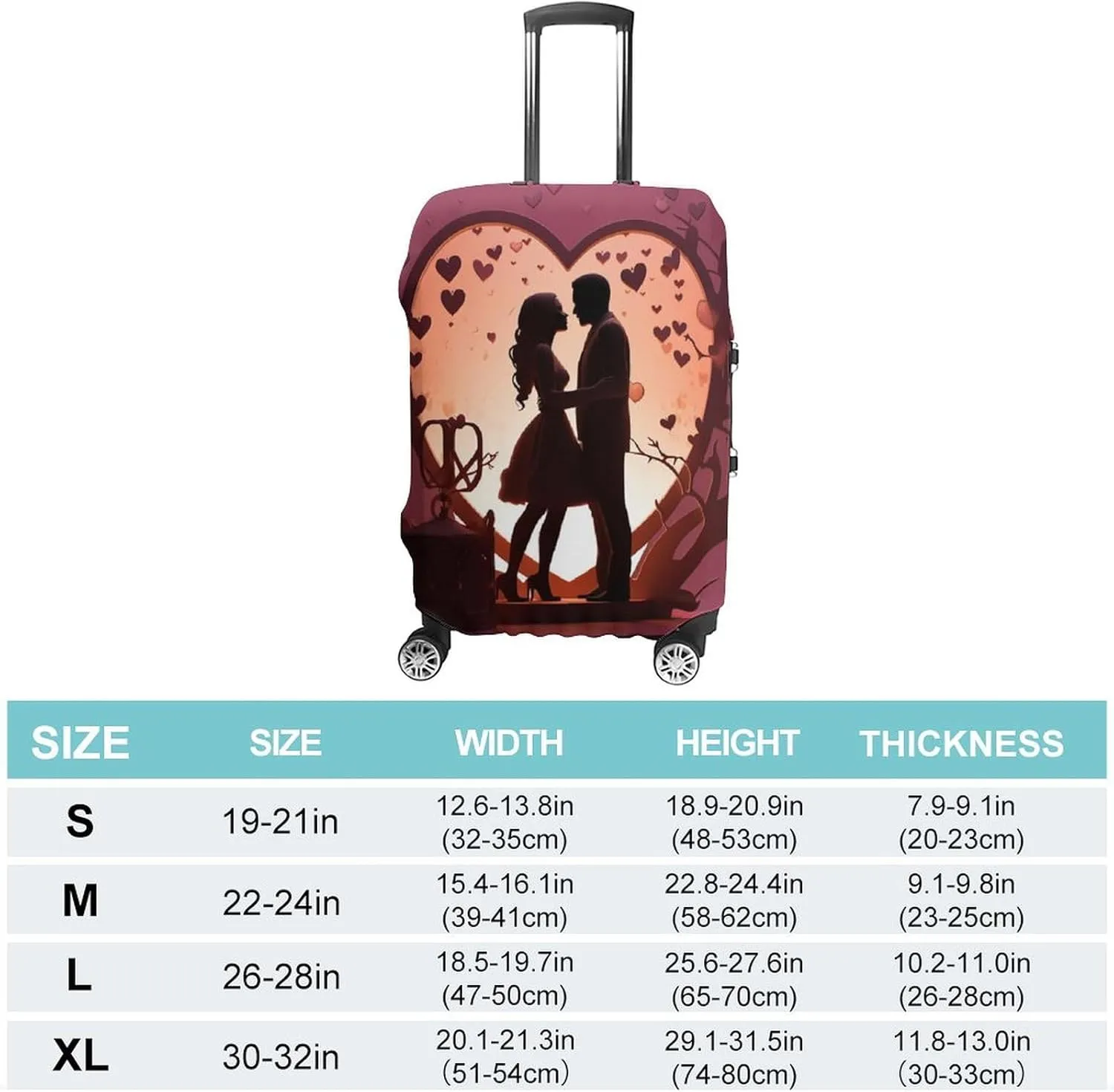 Suitcase Covers for Luggage Kissing Silhouette Fashion Luggage Cover Washable Protector Waterproof Suitcase Cover Anti-scratch Travel Suitcases Covers Case for 19-32 Inch Luggages M
