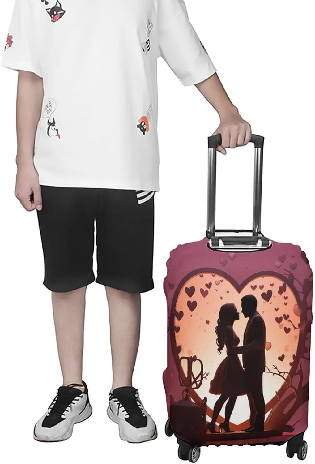 Suitcase Covers for Luggage Kissing Silhouette Fashion Luggage Cover Washable Protector Waterproof Suitcase Cover Anti-scratch Travel Suitcases Covers Case for 19-32 Inch Luggages M