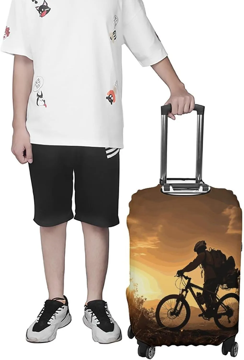 Suitcase Covers for Luggage Mountain Bike in The Evening Fashion Luggage Cover Washable Protector Waterproof Suitcase Cover Anti-scratch Travel Suitcases Covers Case for 19-32 Inch Luggages L
