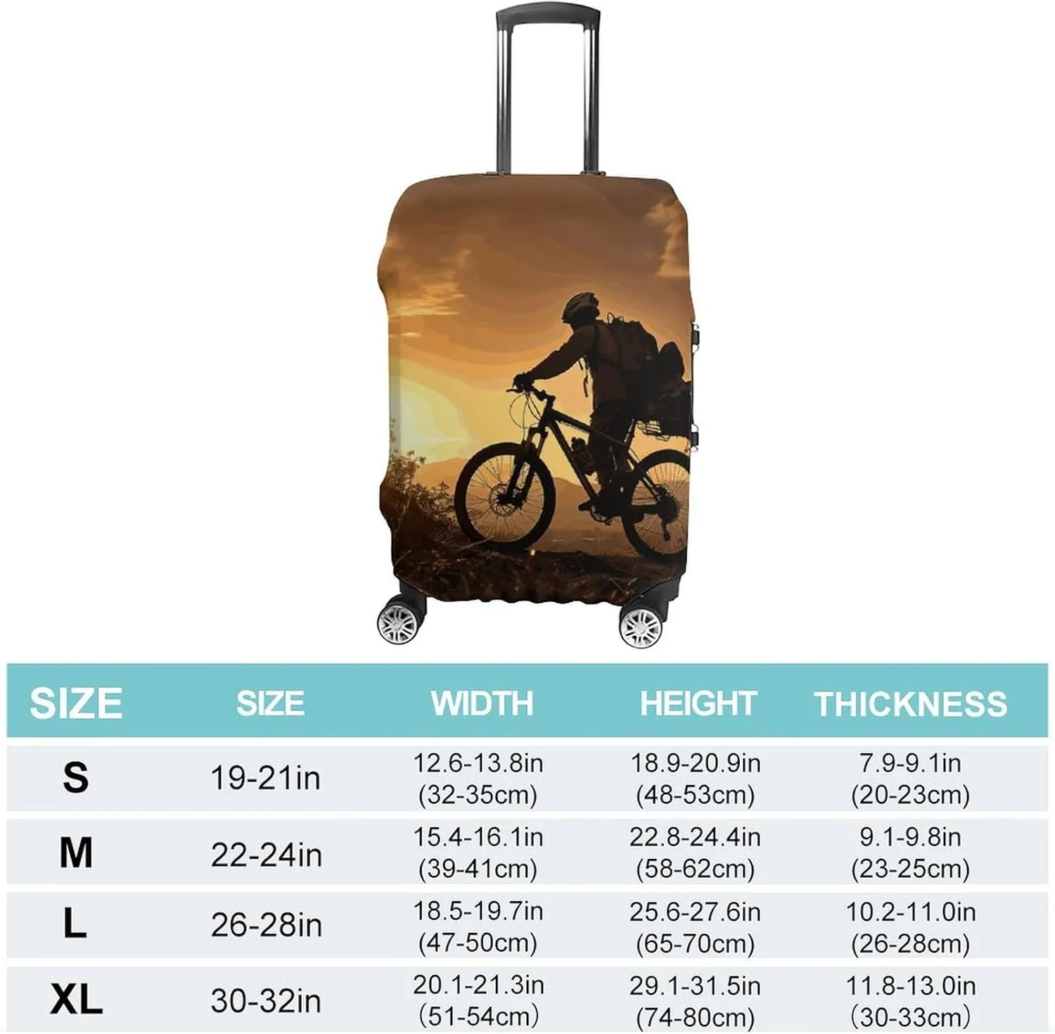 Suitcase Covers for Luggage Mountain Bike in The Evening Fashion Luggage Cover Washable Protector Waterproof Suitcase Cover Anti-scratch Travel Suitcases Covers Case for 19-32 Inch Luggages L