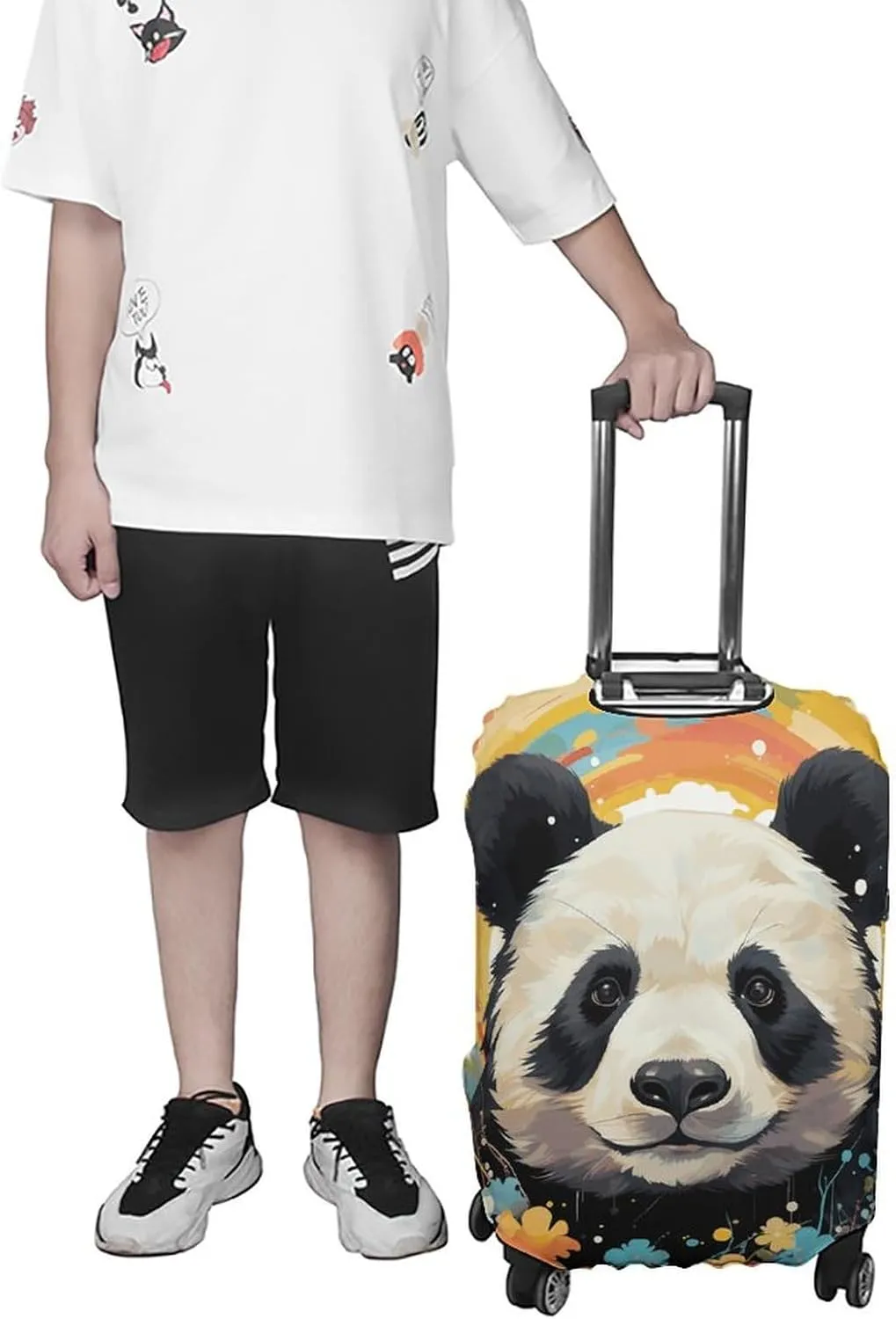 Suitcase Covers for Luggage Rainbow Cartoon Panda Fashion Luggage Cover Washable Protector Waterproof Suitcase Cover Anti-scratch Travel Suitcases Covers Case for 19-32 Inch Luggages M