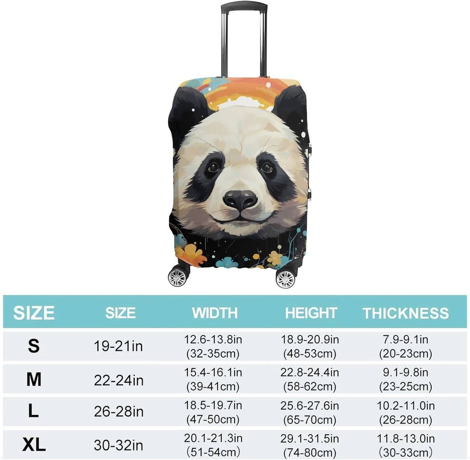 Suitcase Covers for Luggage Rainbow Cartoon Panda Fashion Luggage Cover Washable Protector Waterproof Suitcase Cover Anti-scratch Travel Suitcases Covers Case for 19-32 Inch Luggages M