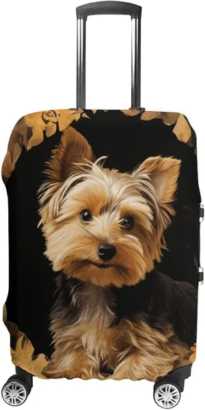 Suitcase Covers for Luggage Yorkshire Terrier in The Cave Fashion Luggage Cover Washable Protector Waterproof Suitcase Cover Anti-scratch Travel Suitcases Covers Case for 19-32 Inch Luggages M