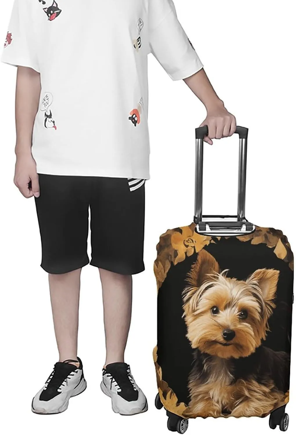 Suitcase Covers for Luggage Yorkshire Terrier in The Cave Fashion Luggage Cover Washable Protector Waterproof Suitcase Cover Anti-scratch Travel Suitcases Covers Case for 19-32 Inch Luggages M