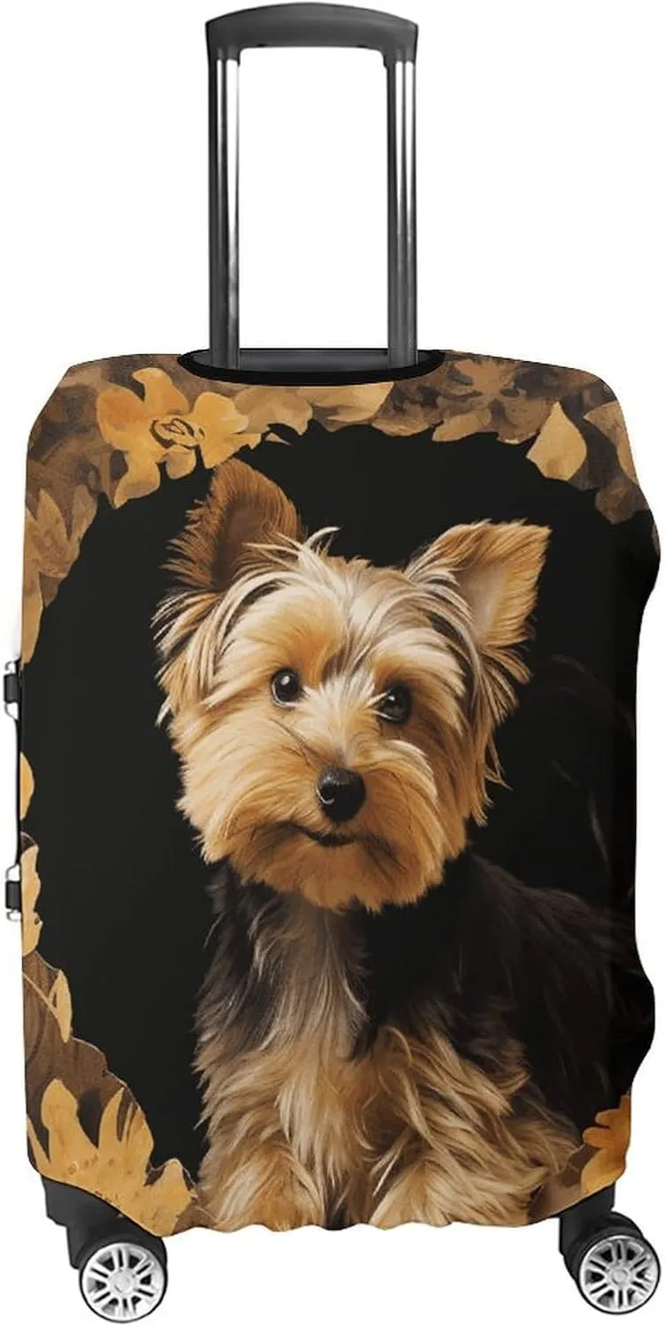 Suitcase Covers for Luggage Yorkshire Terrier in The Cave Fashion Luggage Cover Washable Protector Waterproof Suitcase Cover Anti-scratch Travel Suitcases Covers Case for 19-32 Inch Luggages M