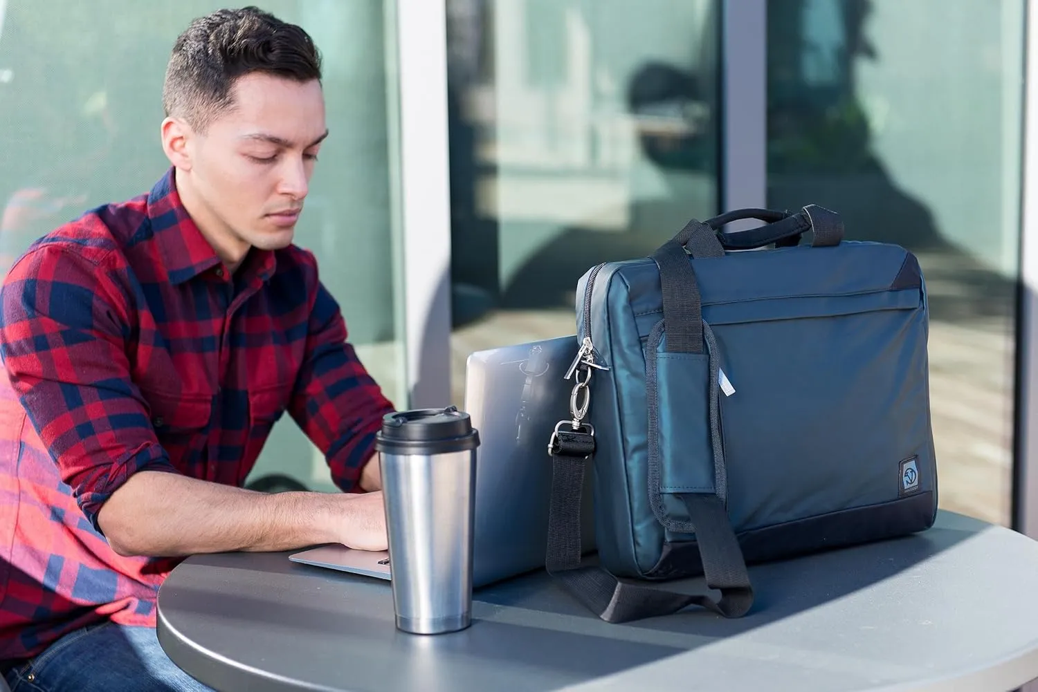 SUM Lightweight 15 inch Laptop Shoulder Work Organizer Bag for MacBook Pro, HP Envy, Chromebook X360, MSI GS66, LG Gram