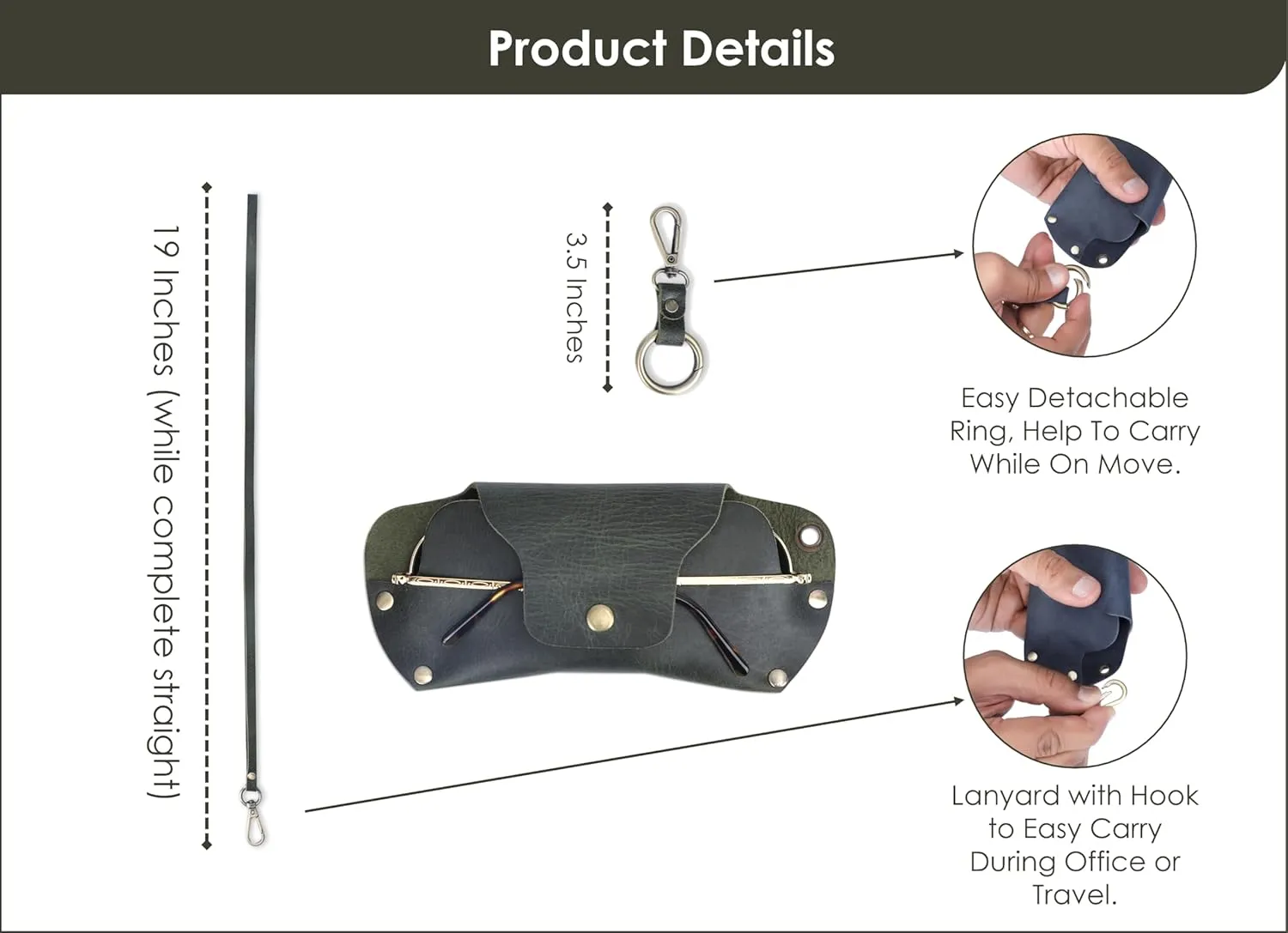 Sunglasses Cases Leather Eyeglass Pouch with Lanyard Portable Soft Eye Glass Case Sunglass Storage Box