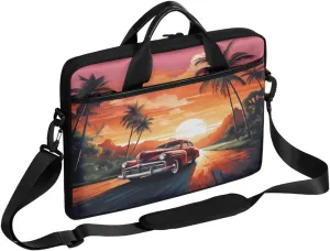 Sunset Coconut Island Tree Car Coconut Laptop Case Bag with Detachable Strap Waterproof Laptop Bag Notebook Carrying Case 15.6 inch Laptop Sleeve Bag for Men Women Work Travel
