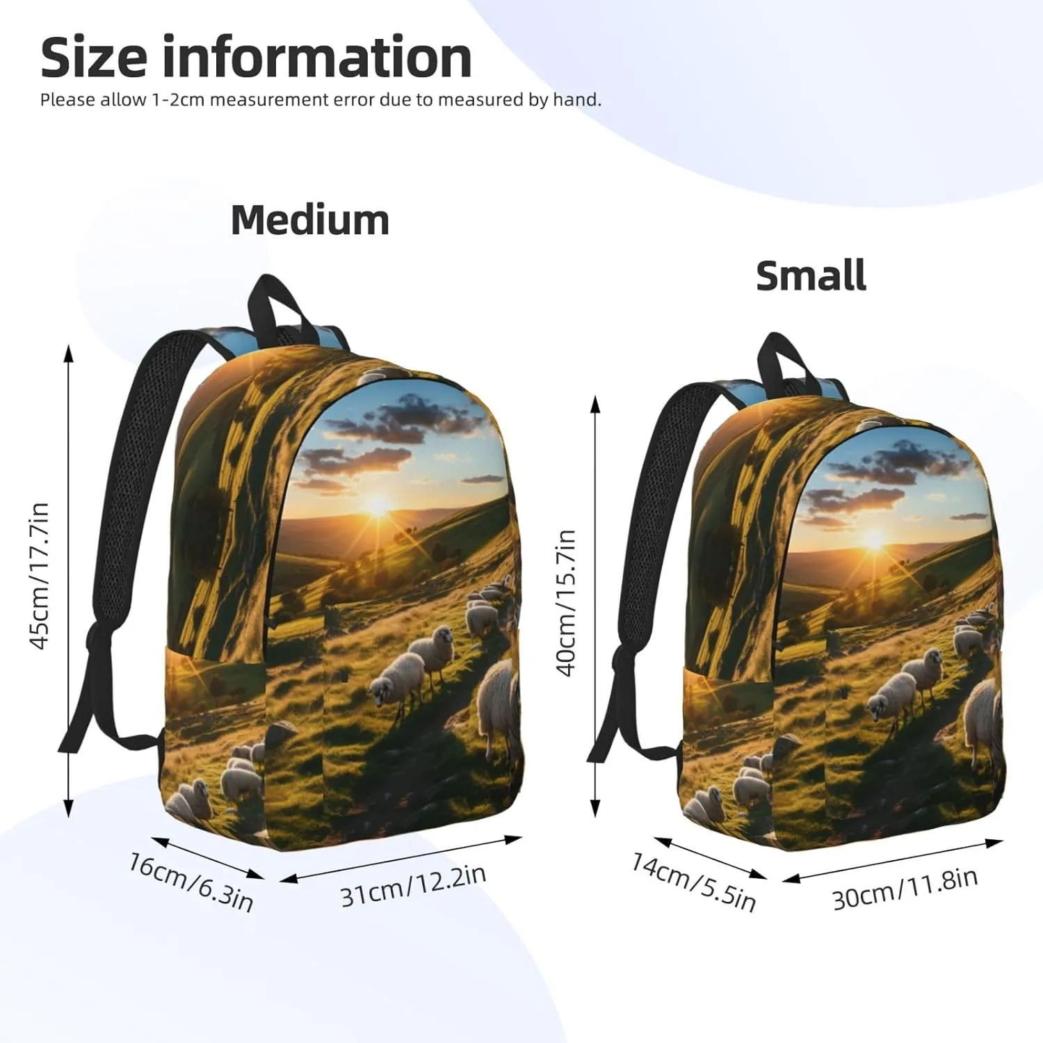 Sunset Pasture Print Vintage Canvas Backpack,Travel Bag,Stylish And Lightweight With Multiple Pockets