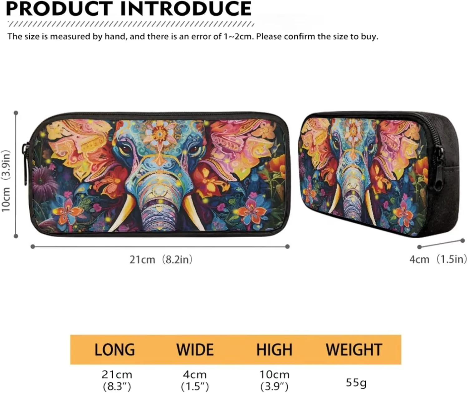 Suobstales Elephant Flower Print 3PCS Backpack Set Kids Schoolbag Sets with Lunch Bag Pencil Bag Cute Students Bookbags Girls Boys Lightweight Knapsack Daypack Satchel