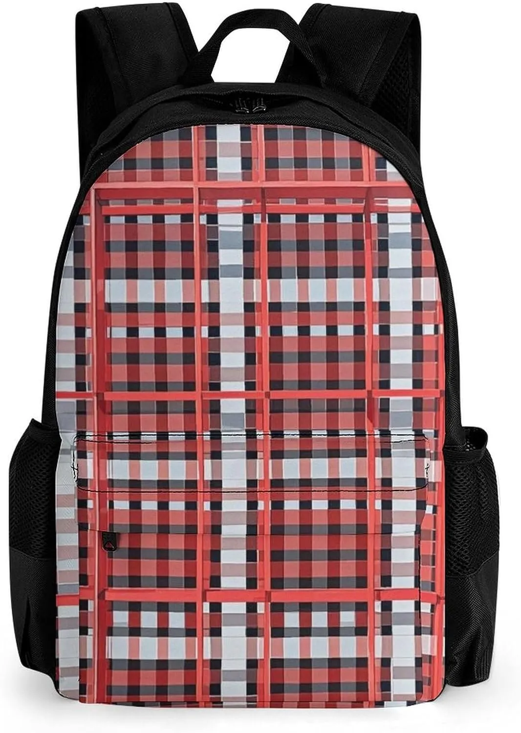 Supdreamc Adults Lightweight Red Scottish Tartan Plaid Art Rucksacks Large Capacity Bookbag With Adjustable Shoulder Straps for Trekking Outdoors Bicycle