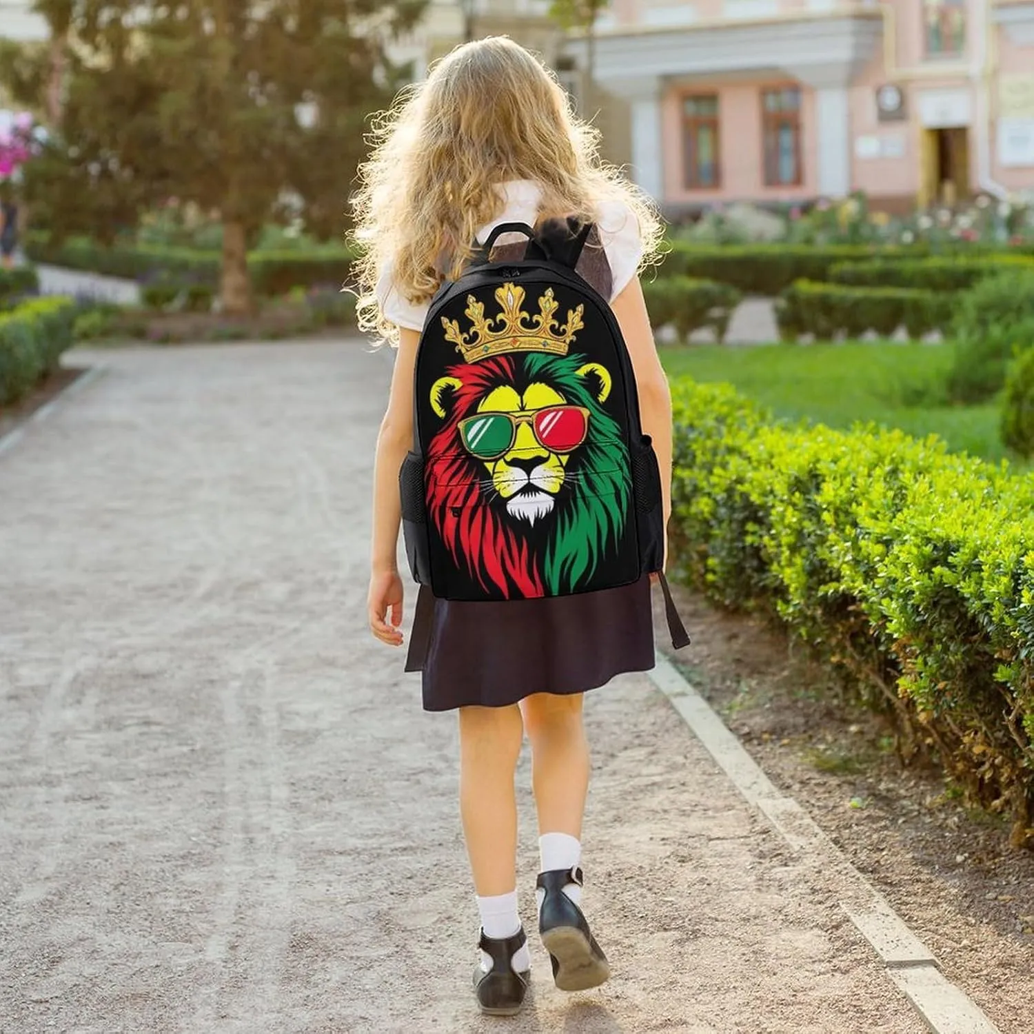 Supdreamc Adults Lightweight Reggae King Rasta Flag Lion Black Rucksacks Large Capacity Bookbag With Adjustable Shoulder Straps for Trekking Outdoors Bicycle